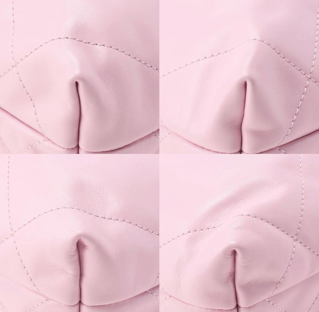 Sac CHANEL 22 cuir de veau rose chaîne dorée  / Eternel Luxe