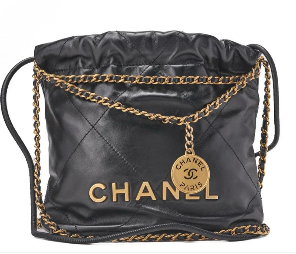Sac CHANEL   22 Mini en cuir de veau noir - Chaîne dorée /Eternel Luxe