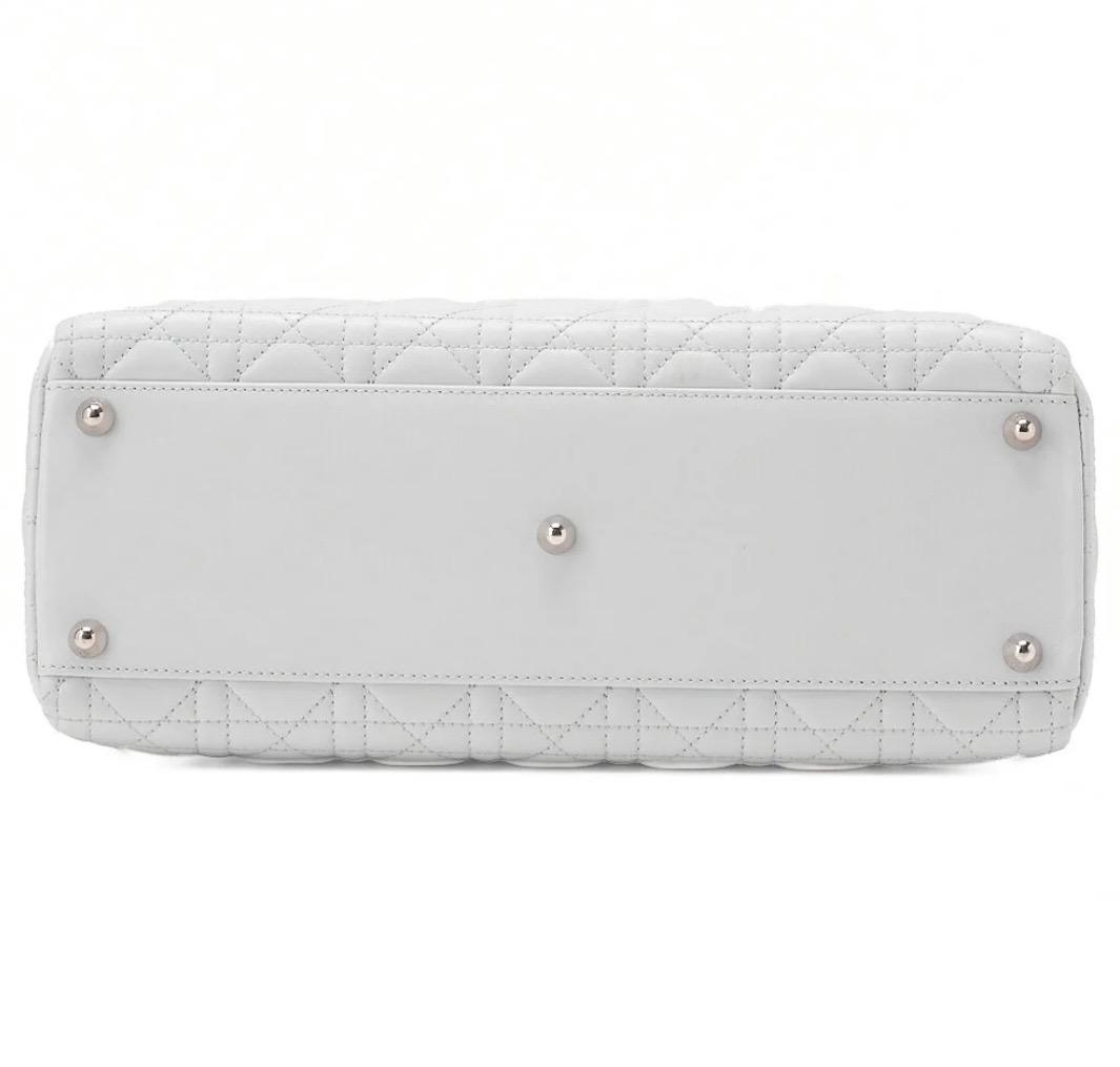 Sac Lady Dior Cannage cuir d'agneau banc/ Eternel Luxe