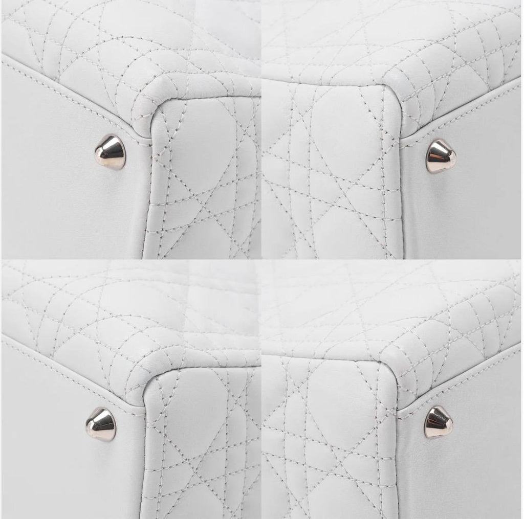 Sac Lady Dior Cannage cuir d'agneau banc/ Eternel Luxe