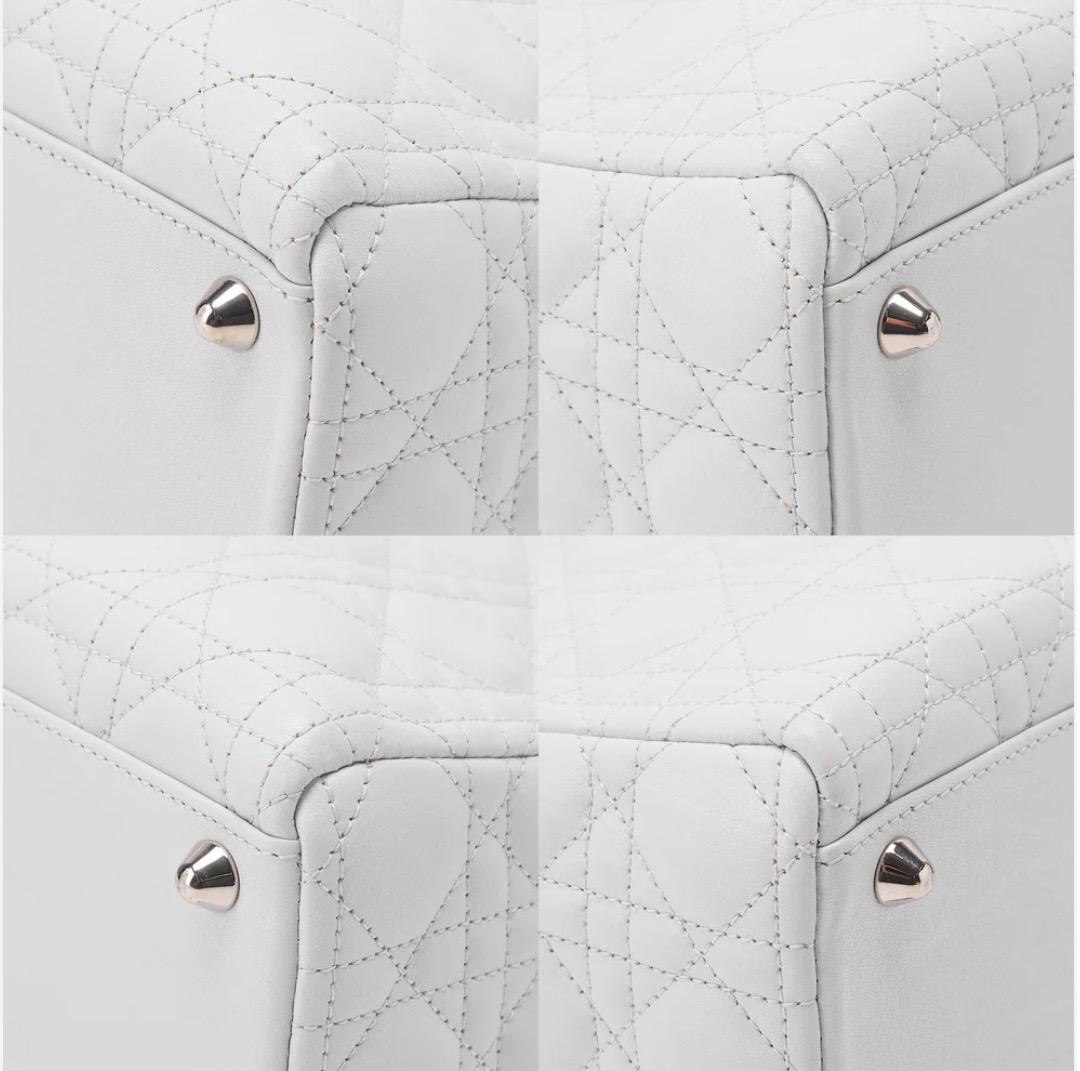 Sac Lady Dior Cannage cuir d'agneau banc/ Eternel Luxe