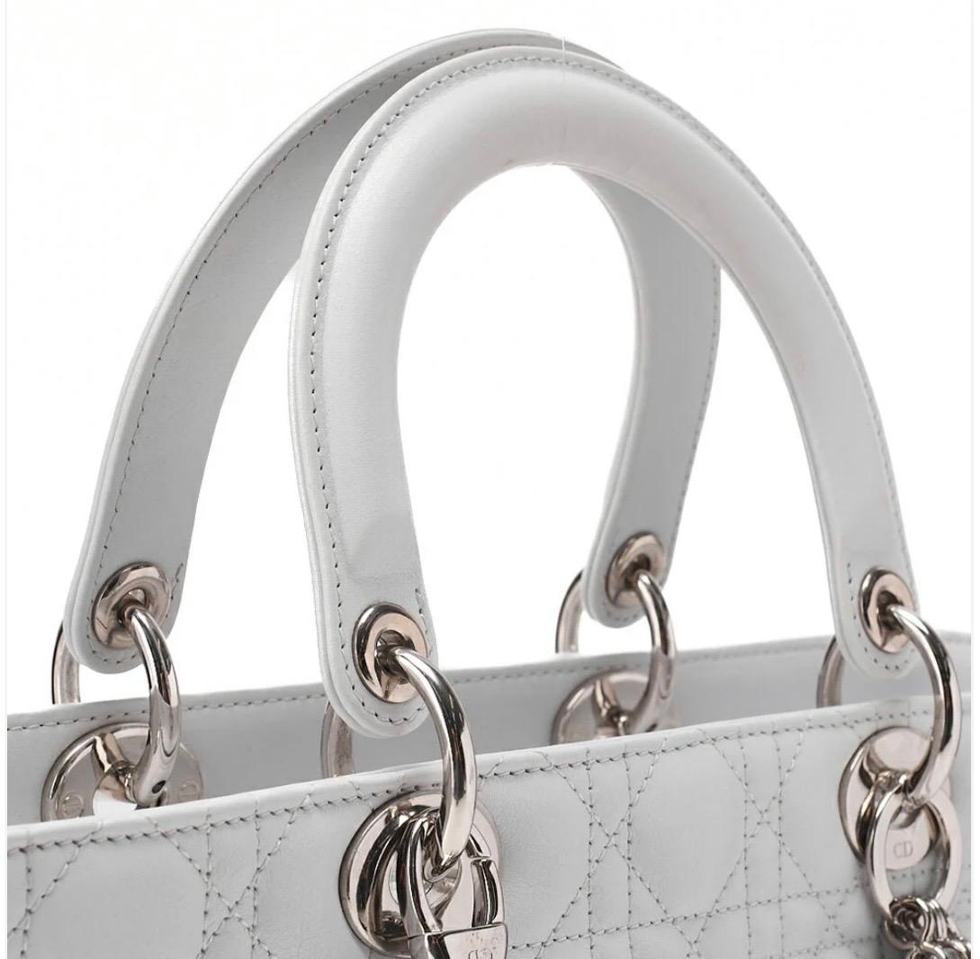 Sac Lady Dior Cannage cuir d'agneau banc/ Eternel Luxe