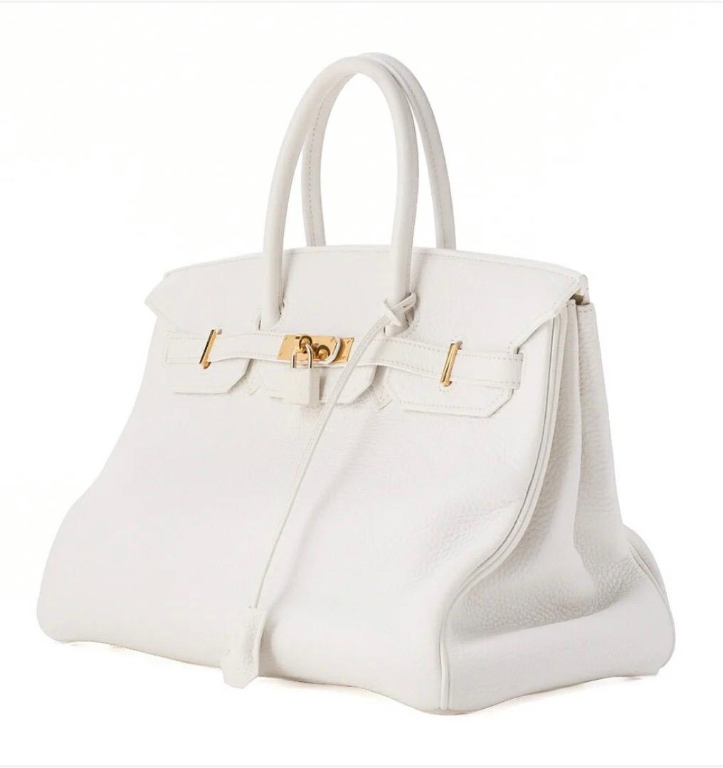Sac HERMÈS Birkin 35 Tryon Clemence Blanc - Eternel Luxe