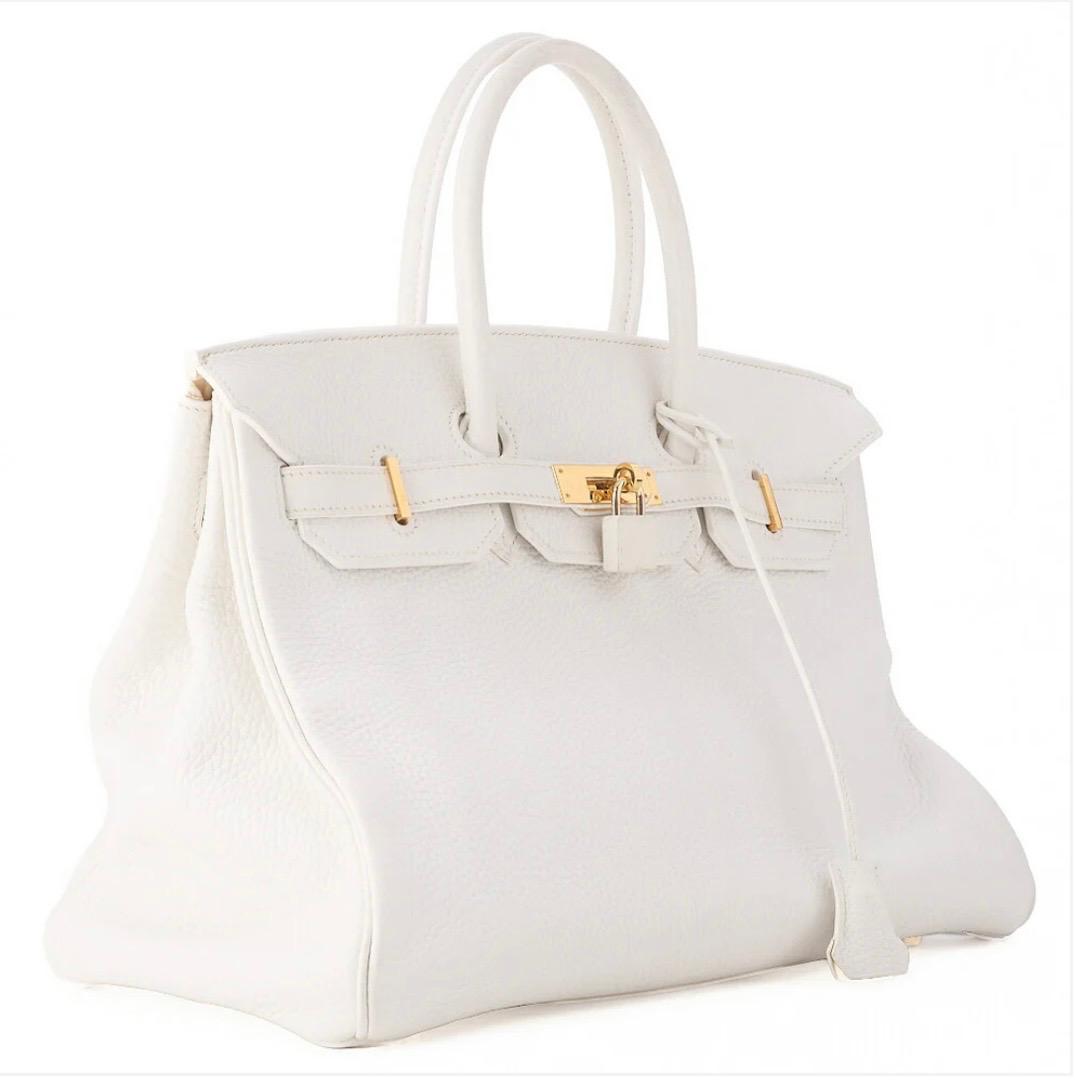 Sac HERMÈS Birkin 35 Tryon Clemence Blanc - Eternel Luxe