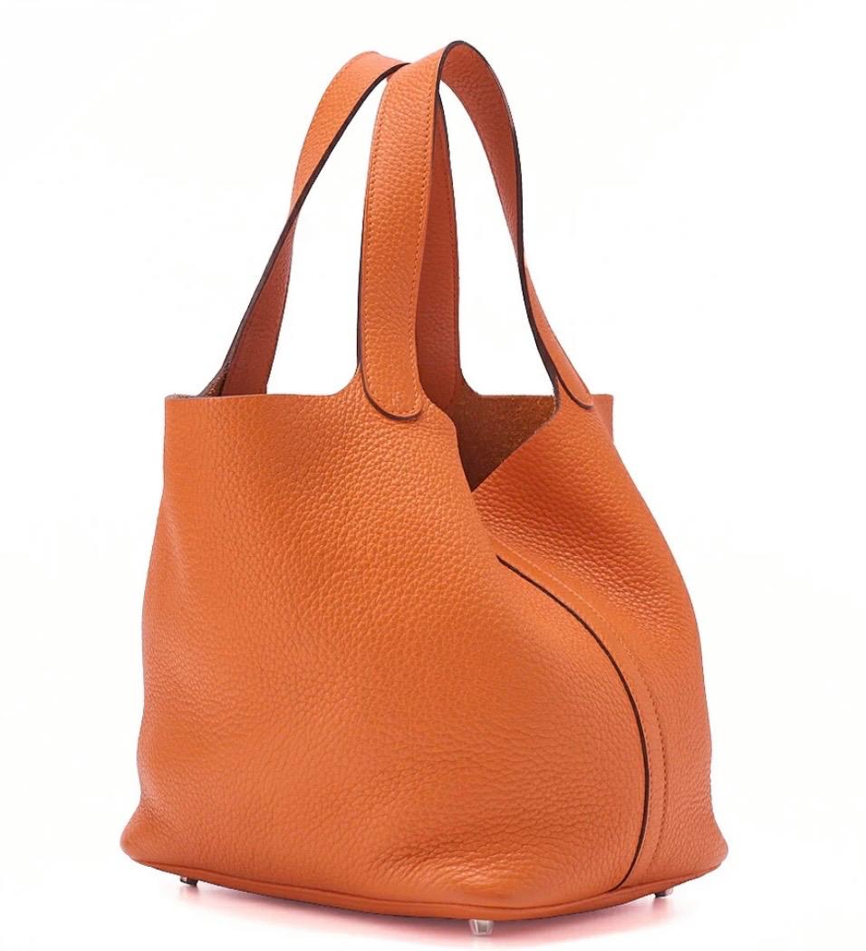 Sac à dos HERMÈS Picotan Lock MM,  orange Clémence / Eternel Luxe