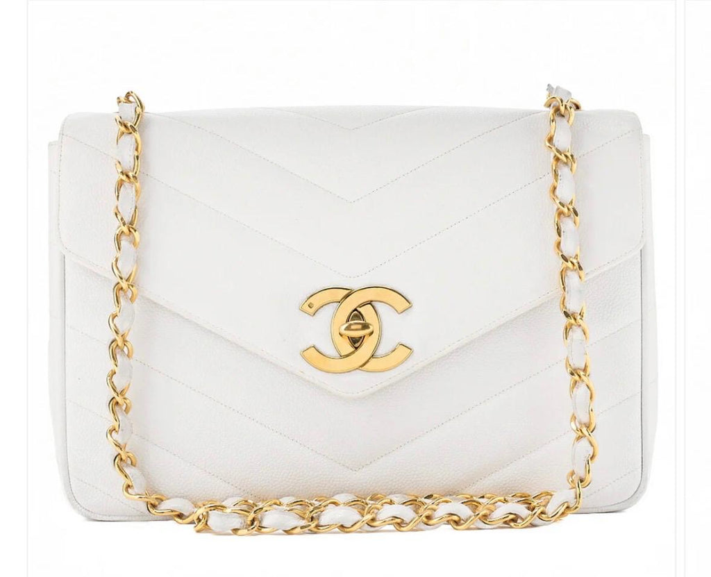 Sac CHANEL Big Coco en cuir caviar blanc /Eternel Luxe