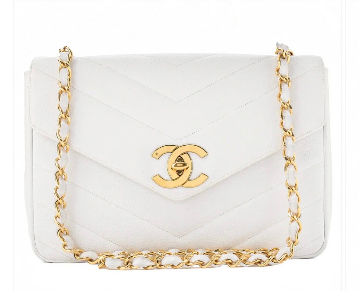 Sac CHANEL Big Coco en cuir caviar blanc /Eternel Luxe