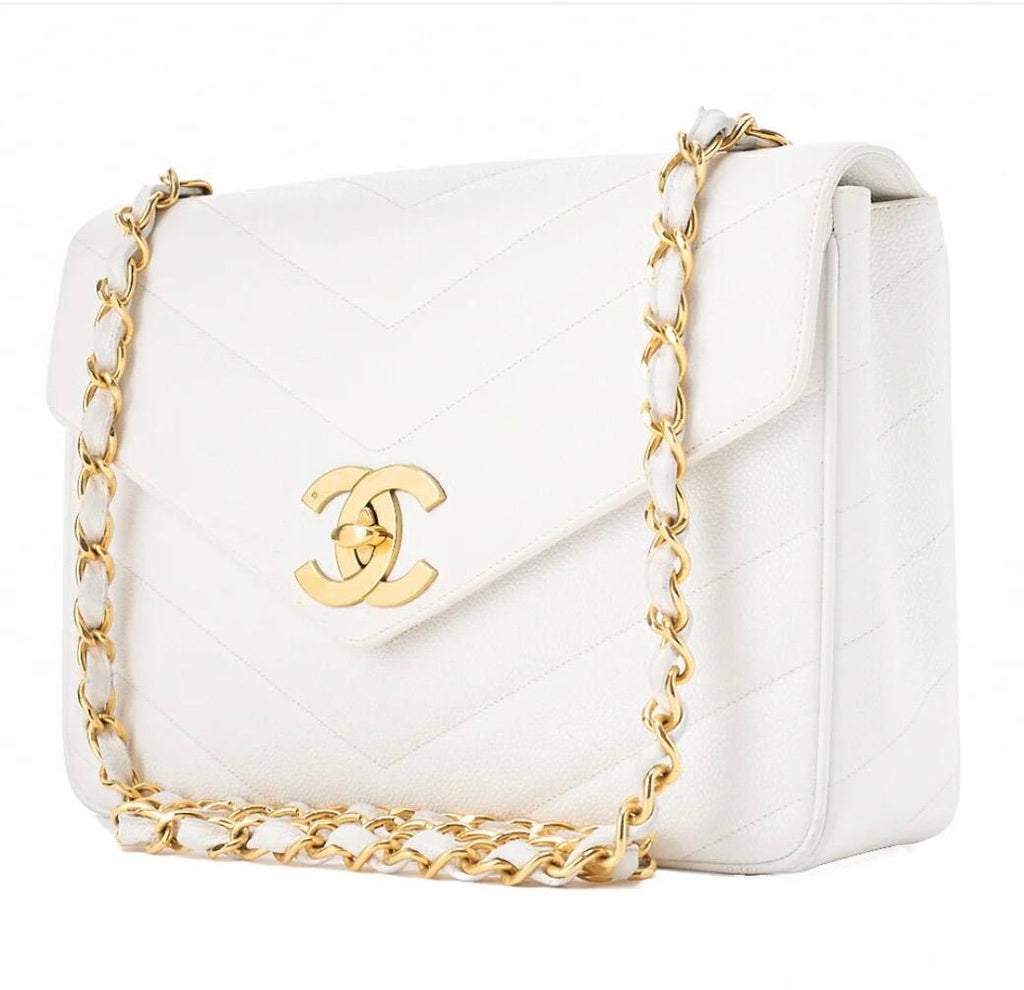 Sac CHANEL Big Coco en cuir caviar blanc /Eternel Luxe