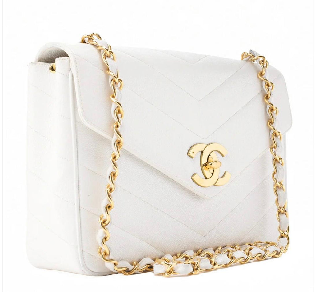 Sac CHANEL Big Coco en cuir caviar blanc /Eternel Luxe