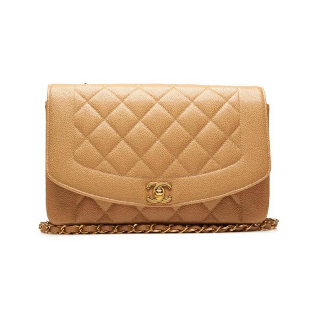 Sac CHANEL Diana matelassé  cuir caviar beige /Eternel Luxe