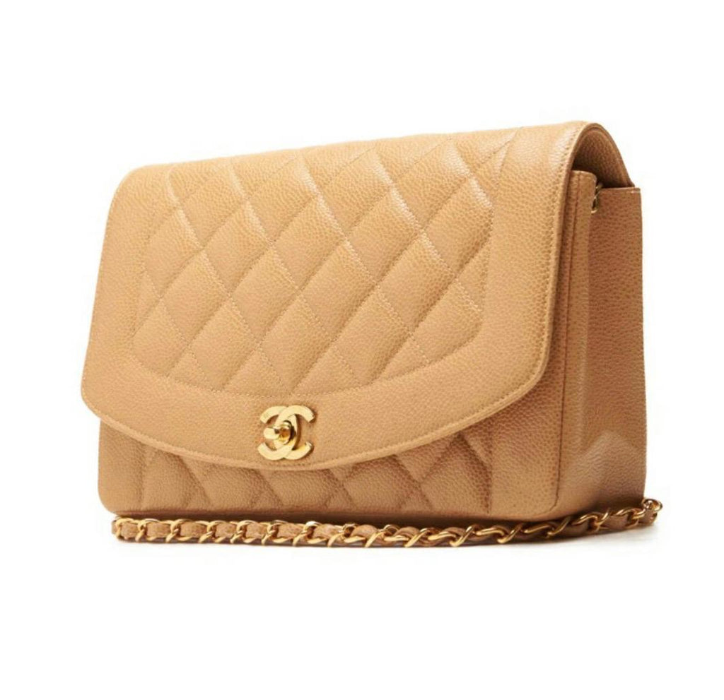 Sac CHANEL Diana matelassé  cuir caviar beige /Eternel Luxe