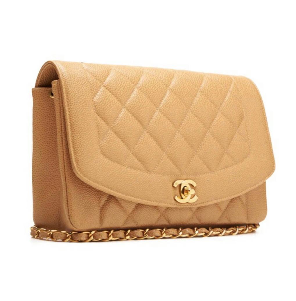 Sac CHANEL Diana matelassé  cuir caviar beige /Eternel Luxe