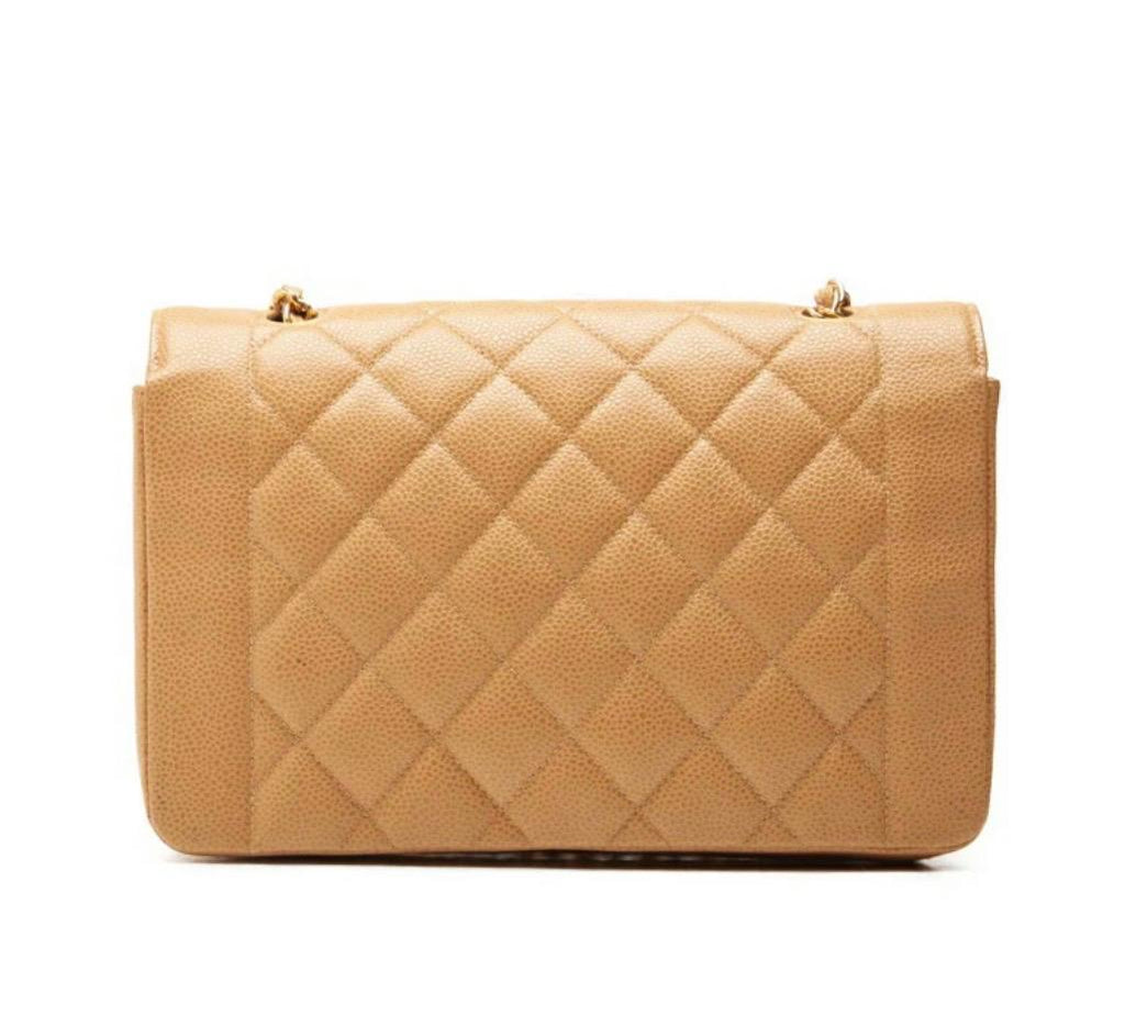 Sac CHANEL Diana matelassé  cuir caviar beige /Eternel Luxe