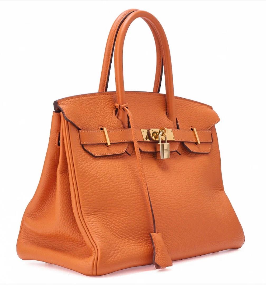 Sac Hermès Kelly 35 Orange Togo – Sac à main de luxe d’occasion authentifié