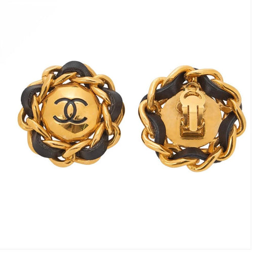 Boucles d'oreilles CHANEL Coco Mark Floral dorées 93A GP X / Eternel Luxe