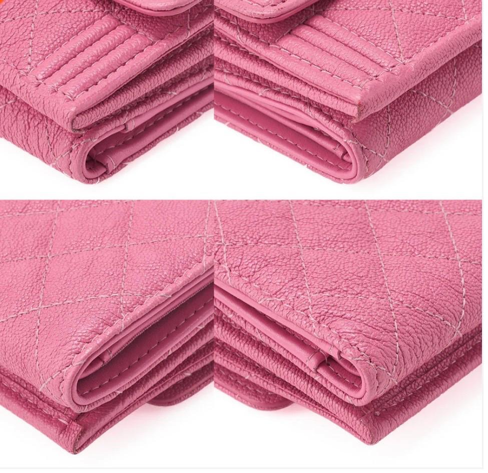 Portefeuille  Chanel Boy cuir caviar rose, finitions dorées / Eternel Luxe /Seconde main