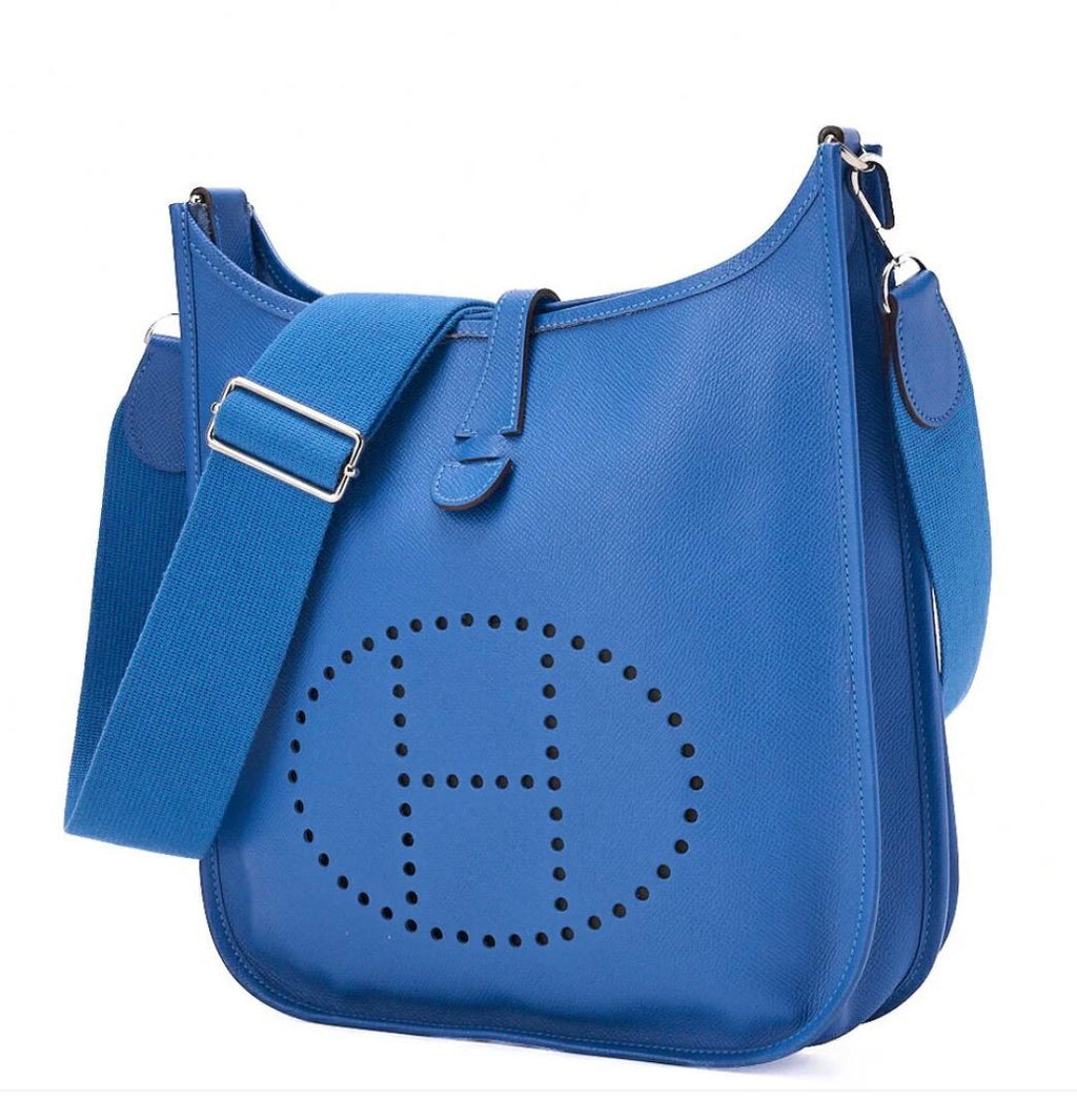 Sac bandoulière HERMÈS Evelyne III PM bleu Epson  d'occasion