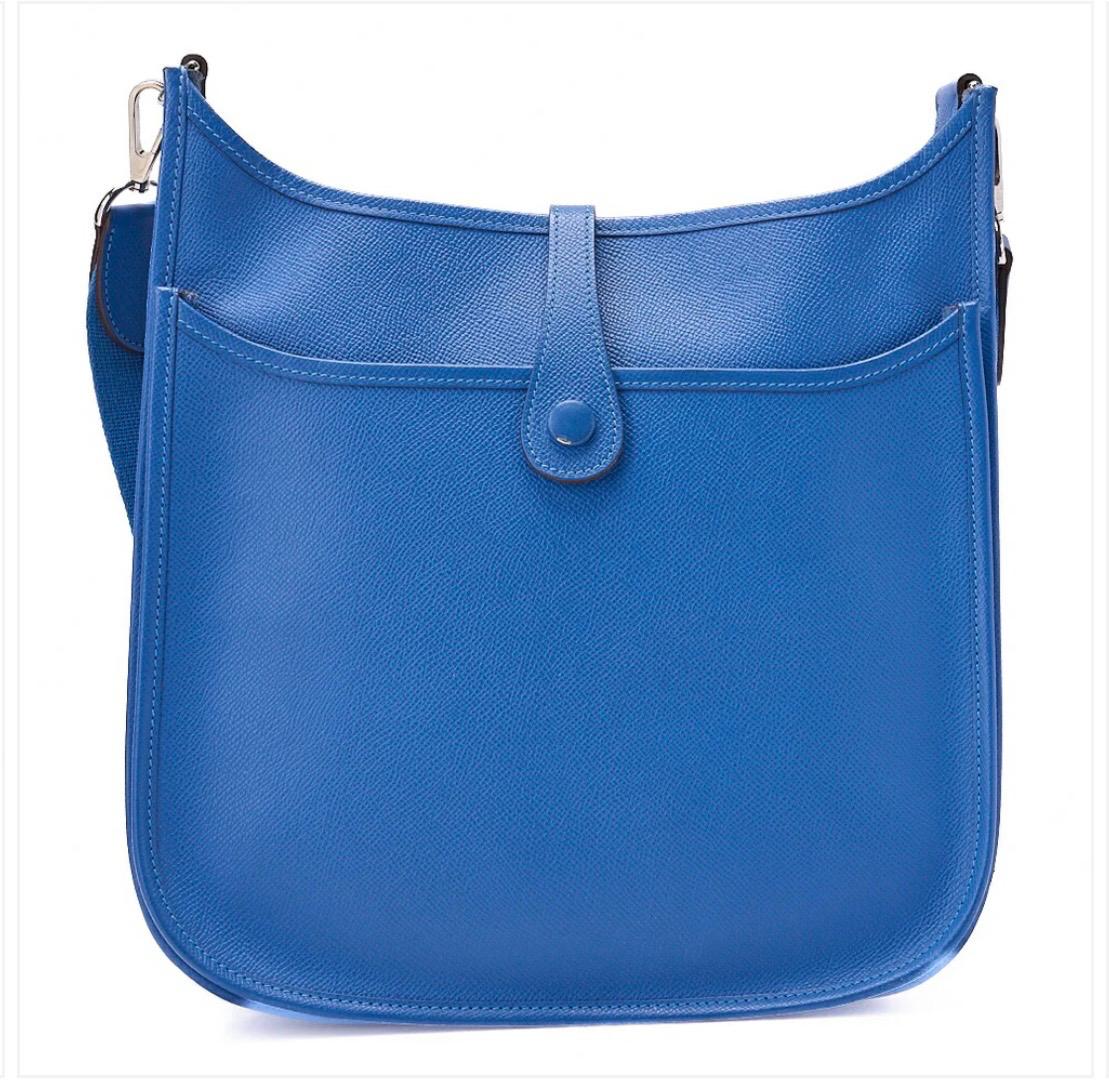 Sac bandoulière HERMÈS Evelyne III PM bleu Epson  d'occasion