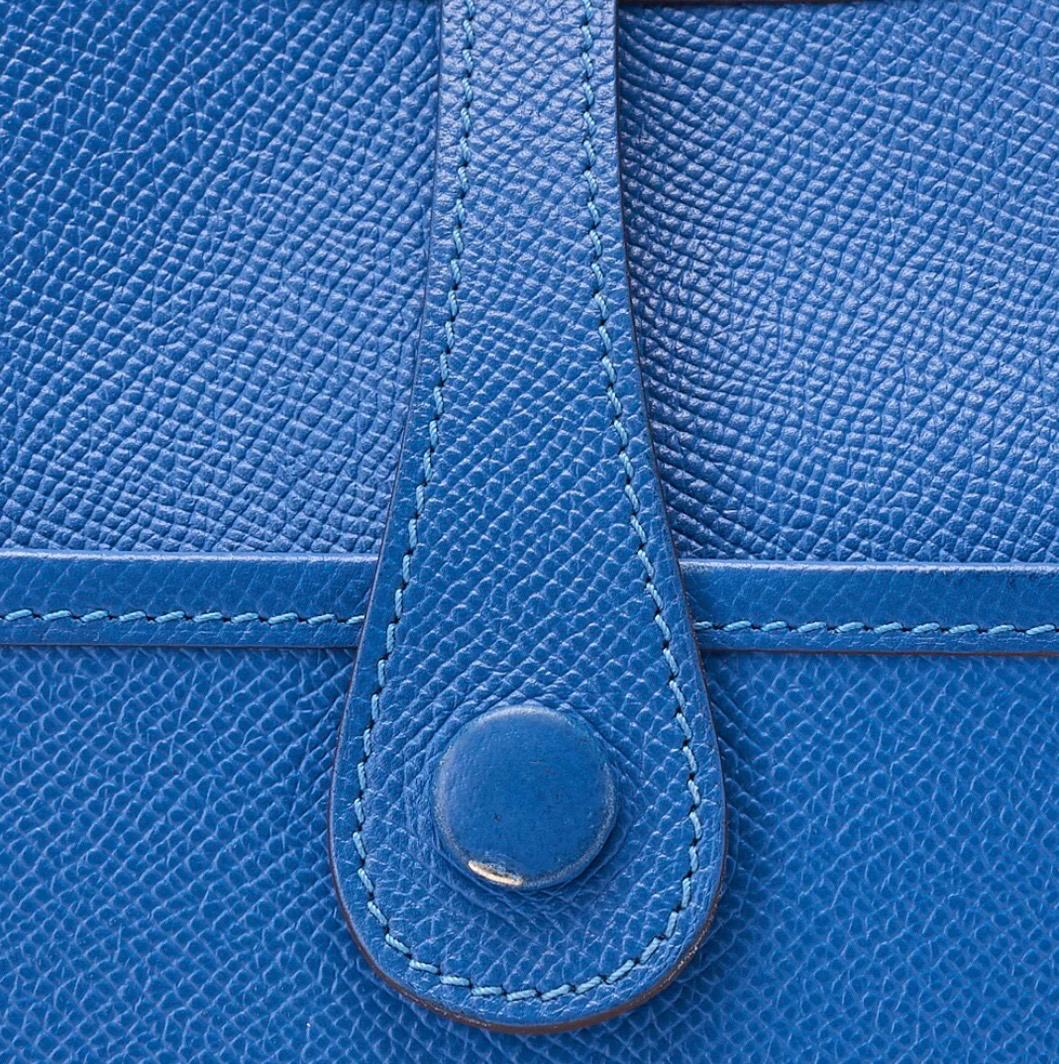 Sac bandoulière HERMÈS Evelyne III PM bleu Epson  d'occasion