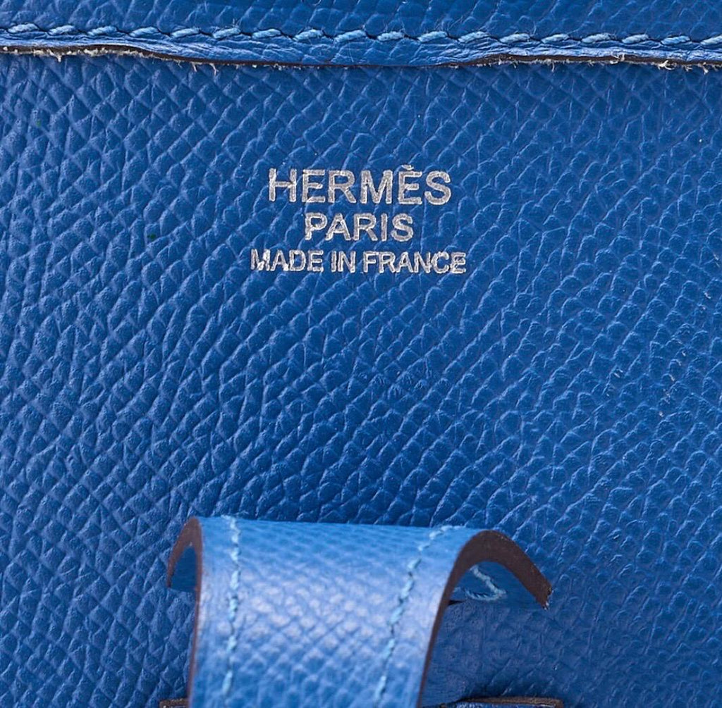 Sac bandoulière HERMÈS Evelyne III PM bleu Epson  d'occasion