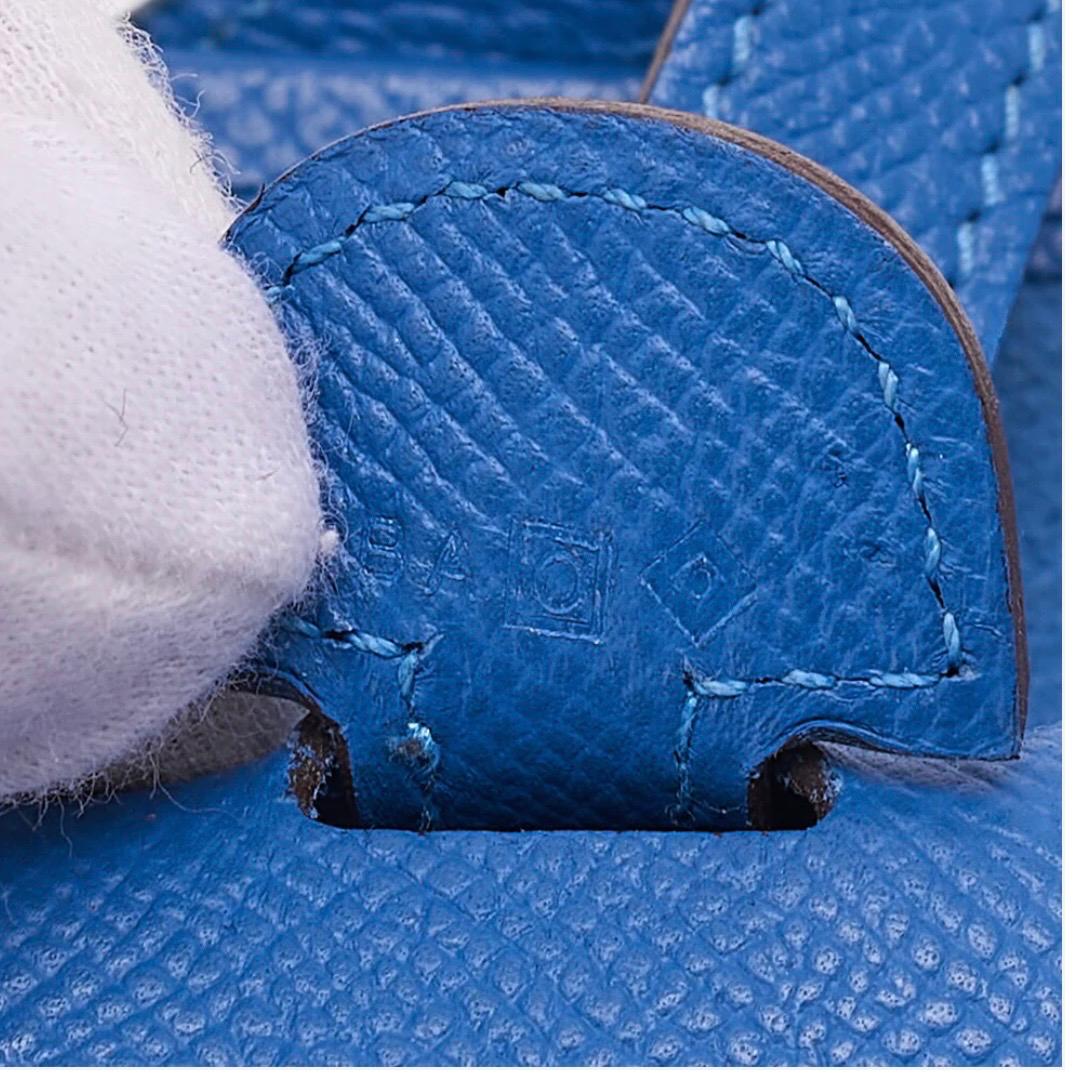 Sac bandoulière HERMÈS Evelyne III PM bleu Epson  d'occasion