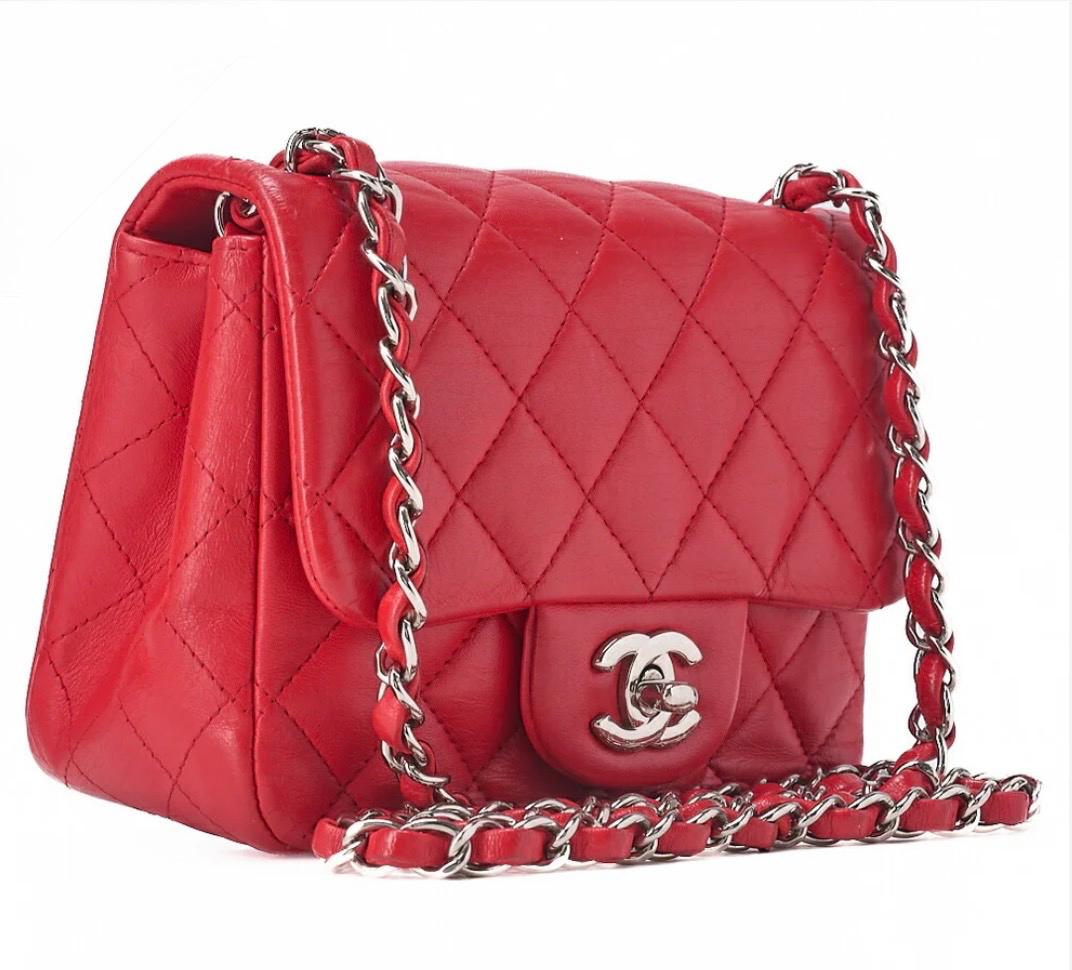 Sac Chanel Mini Matelassé Rouge 17 cm Cuir Agneau – Authentique