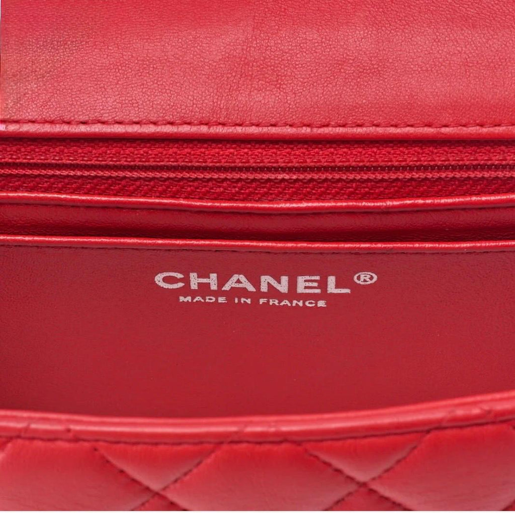 Sac Chanel Mini Matelassé Rouge 17 cm Cuir Agneau – Authentique