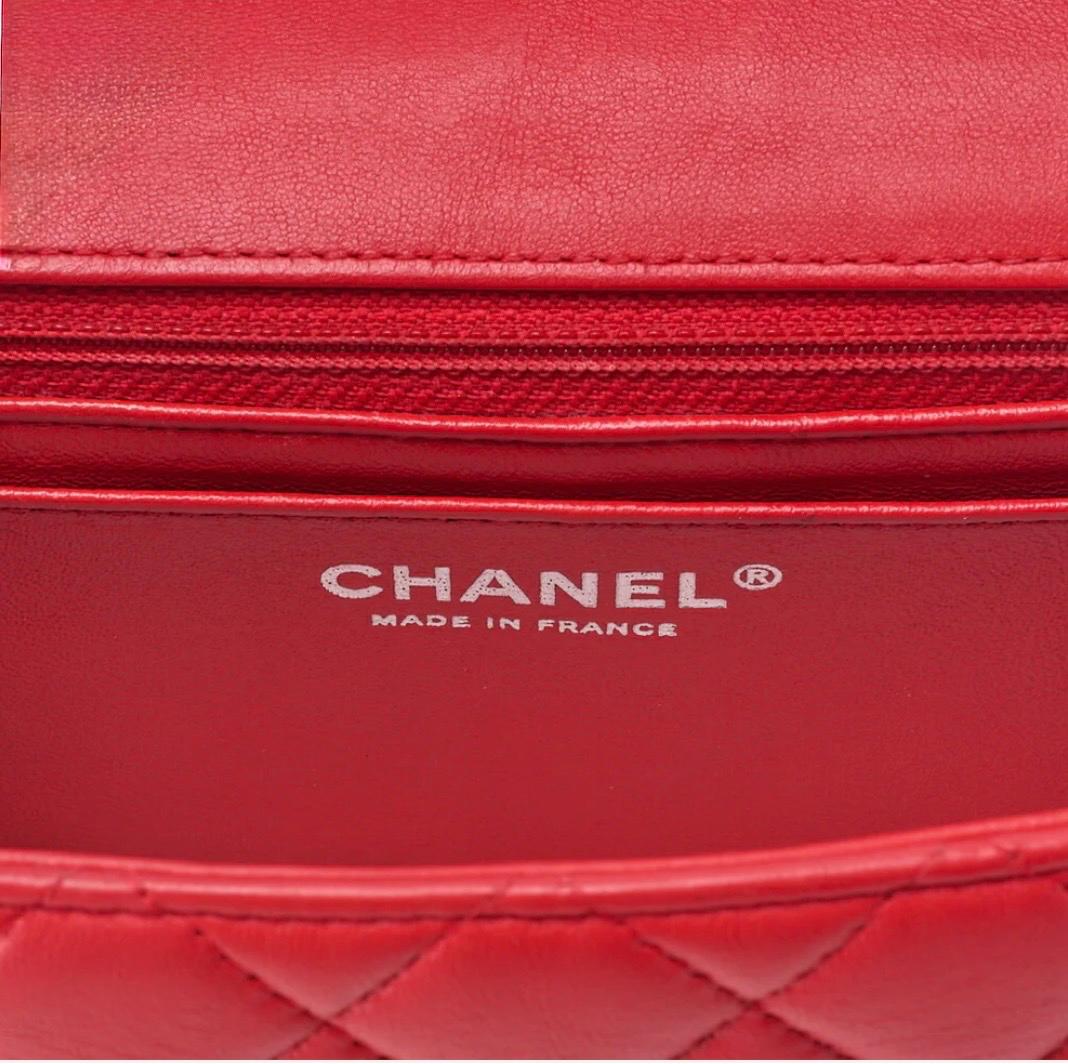 Sac Chanel Mini Matelassé Rouge 17 cm Cuir Agneau – Authentique