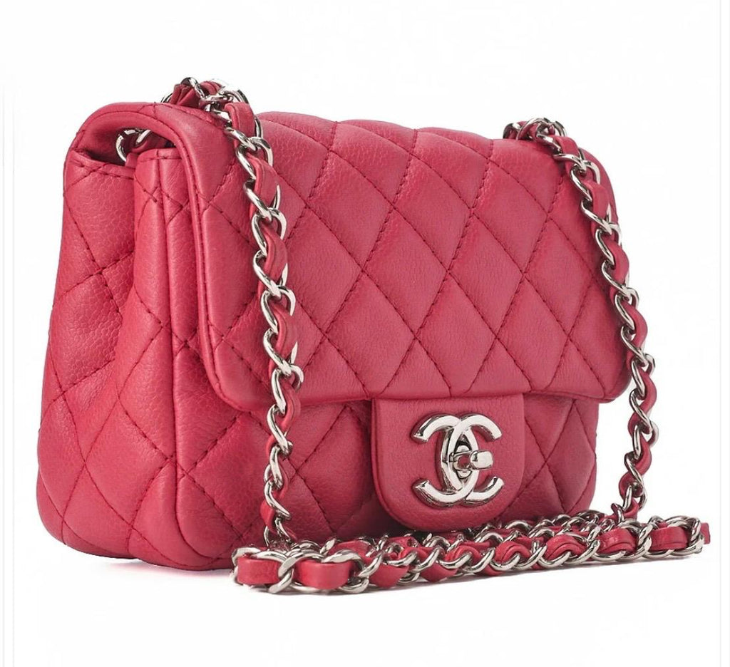 Sac Chanel Mini Matelassé  cuir caviar rose- 17 Cm- Chanel Occasion
