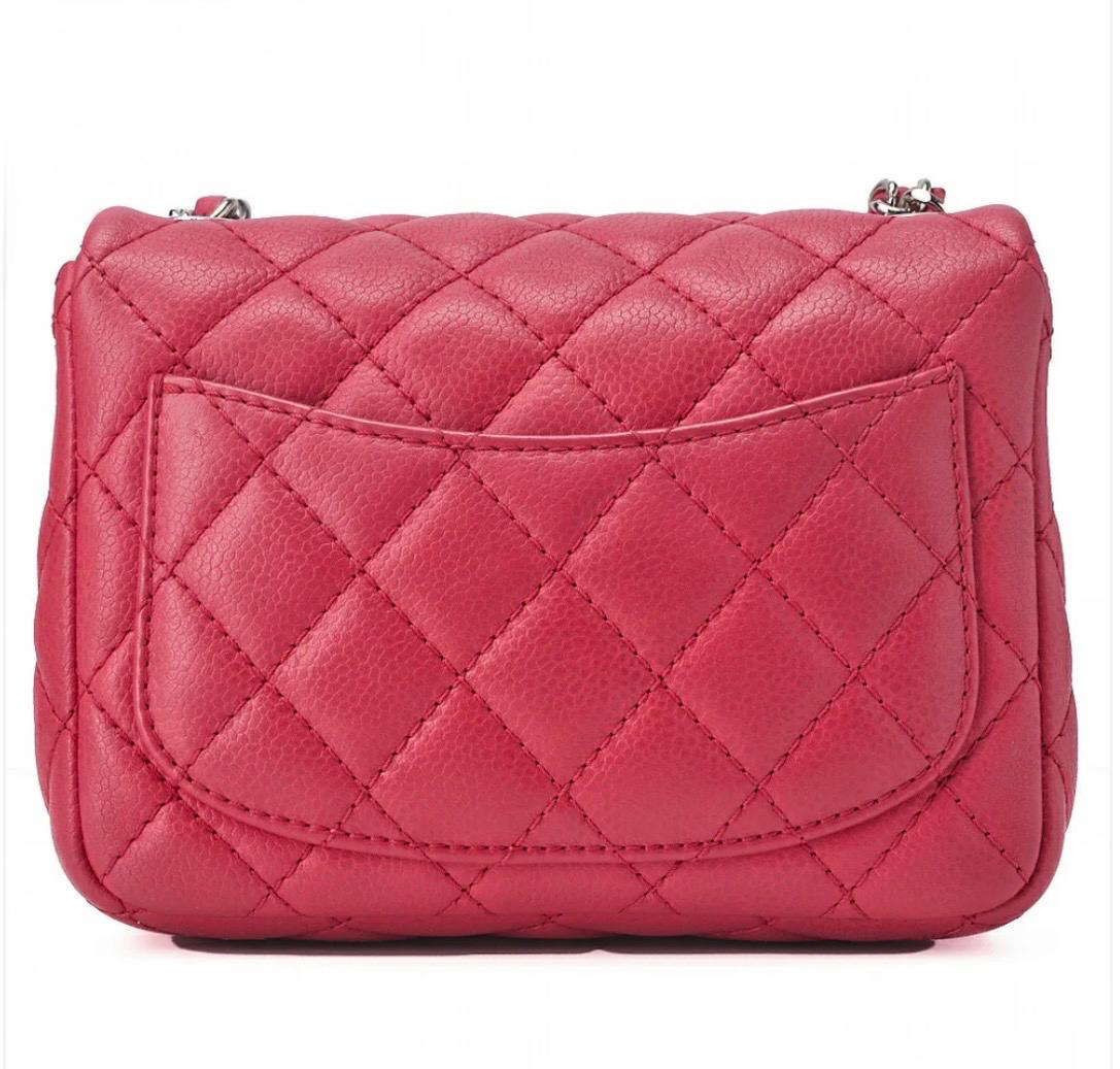 Sac Chanel Mini Matelassé  cuir caviar rose- 17 Cm- Chanel Occasion