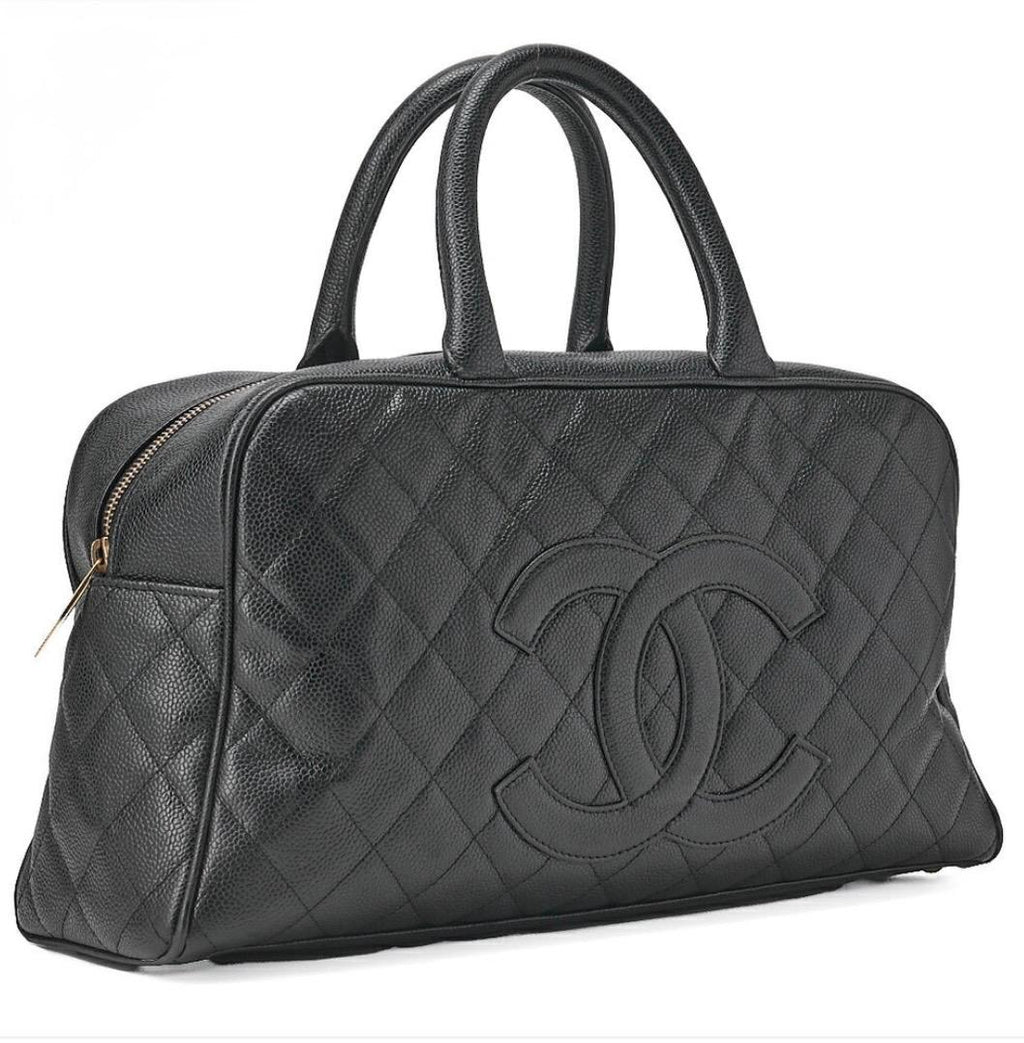 Sac  CHANEL Boston  cuir caviar noir Coco Mark