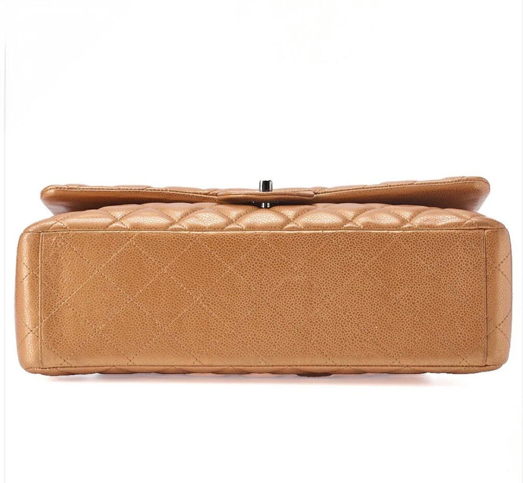Sac Chanel Maxi 33 Deca Matelassé cuir caviar bronze