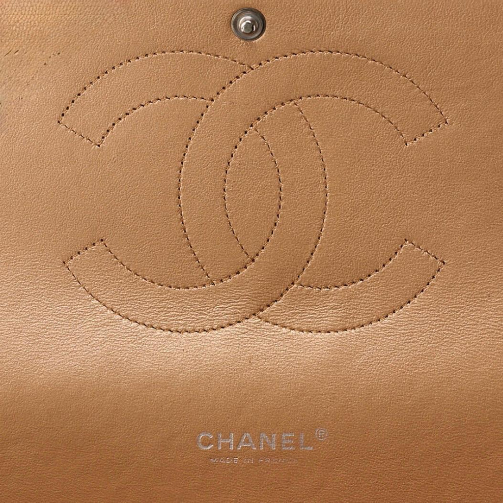 Sac Chanel Maxi 33 Deca Matelassé cuir caviar bronze