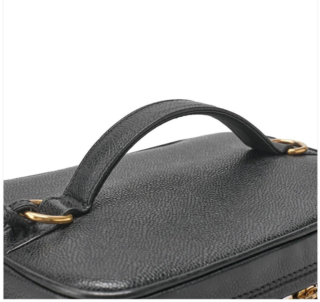 Sac Chanel Cocomark Vanity 2-en-1 cuir caviar noir – bandoulière, finitions dorées