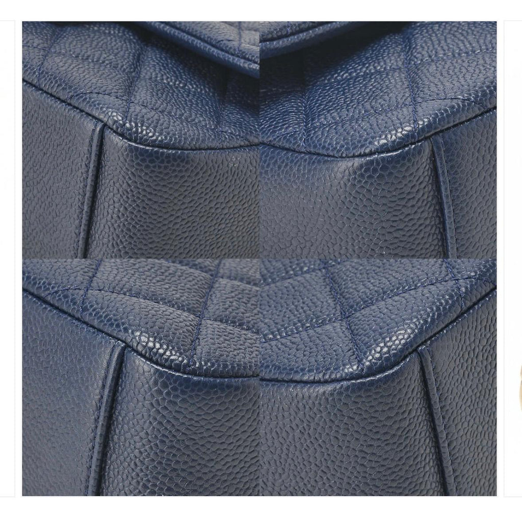Sac Chanel Mini Matelassé 19 cm bleu marine cuir caviar