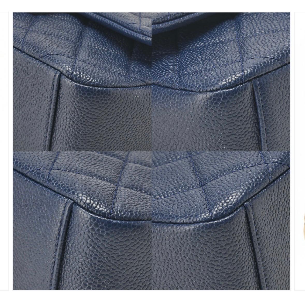 Sac Chanel Mini Matelassé 19 cm bleu marine cuir caviar