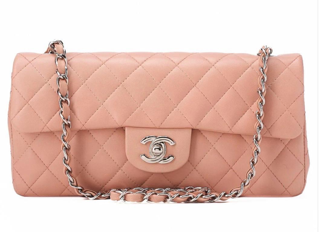 Sac Chanel matelassé rose cuir d’agneau bandoulière