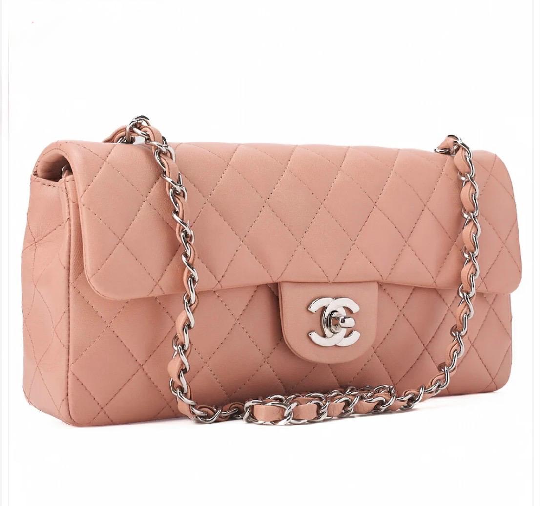Sac Chanel matelassé rose cuir d’agneau bandoulière
