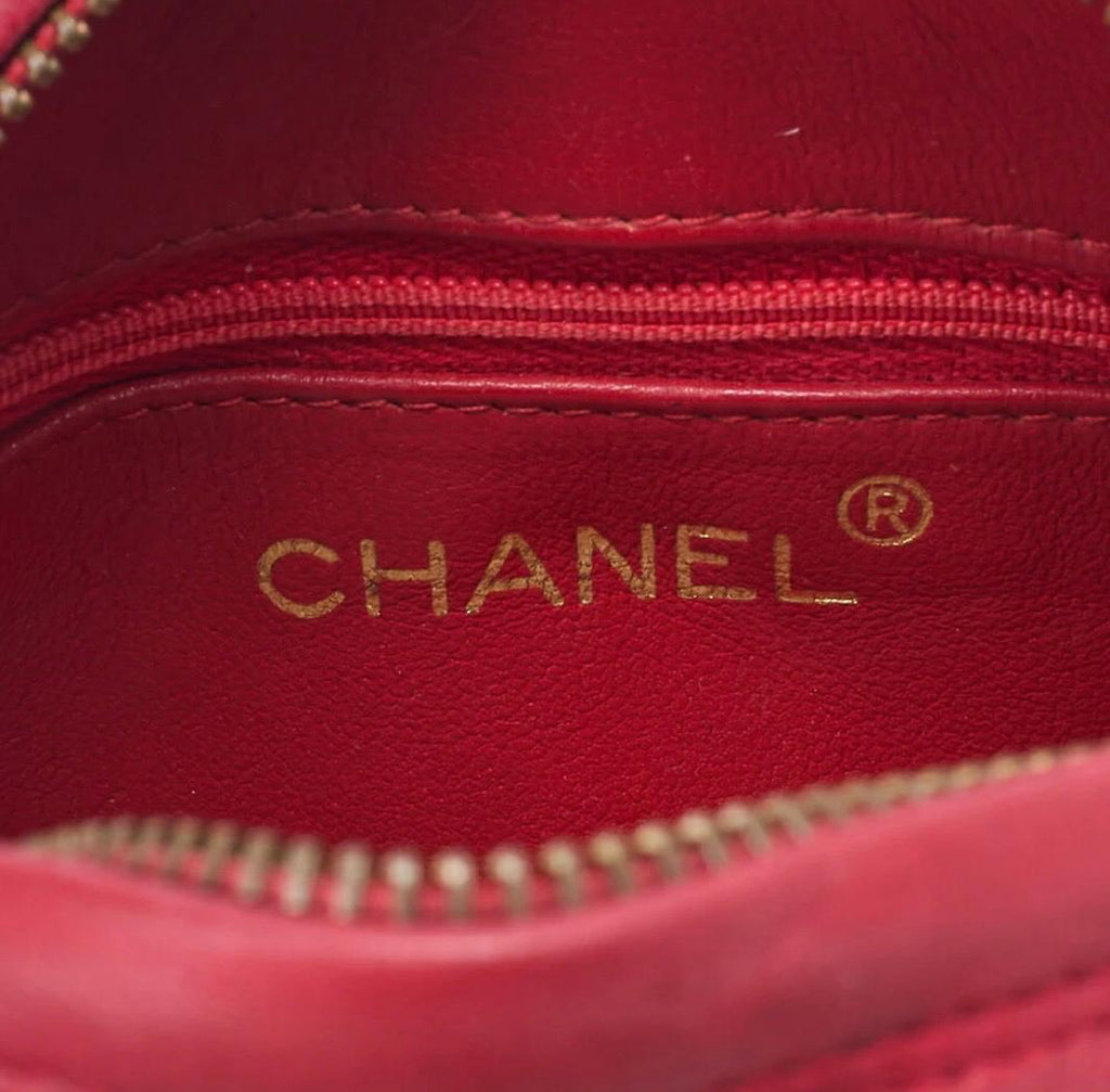 Sac Chanel Coco Mark Matelassé Rouge Cuir Agneau – Chaîne à Franges Vintage