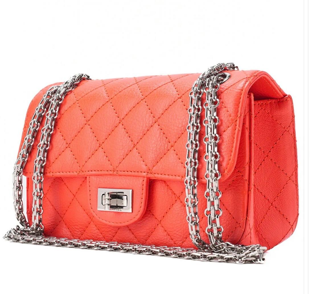 Sac Chanel 2.55 Matelassé Cuir Caviar Orange – Sac Chanel seconde main