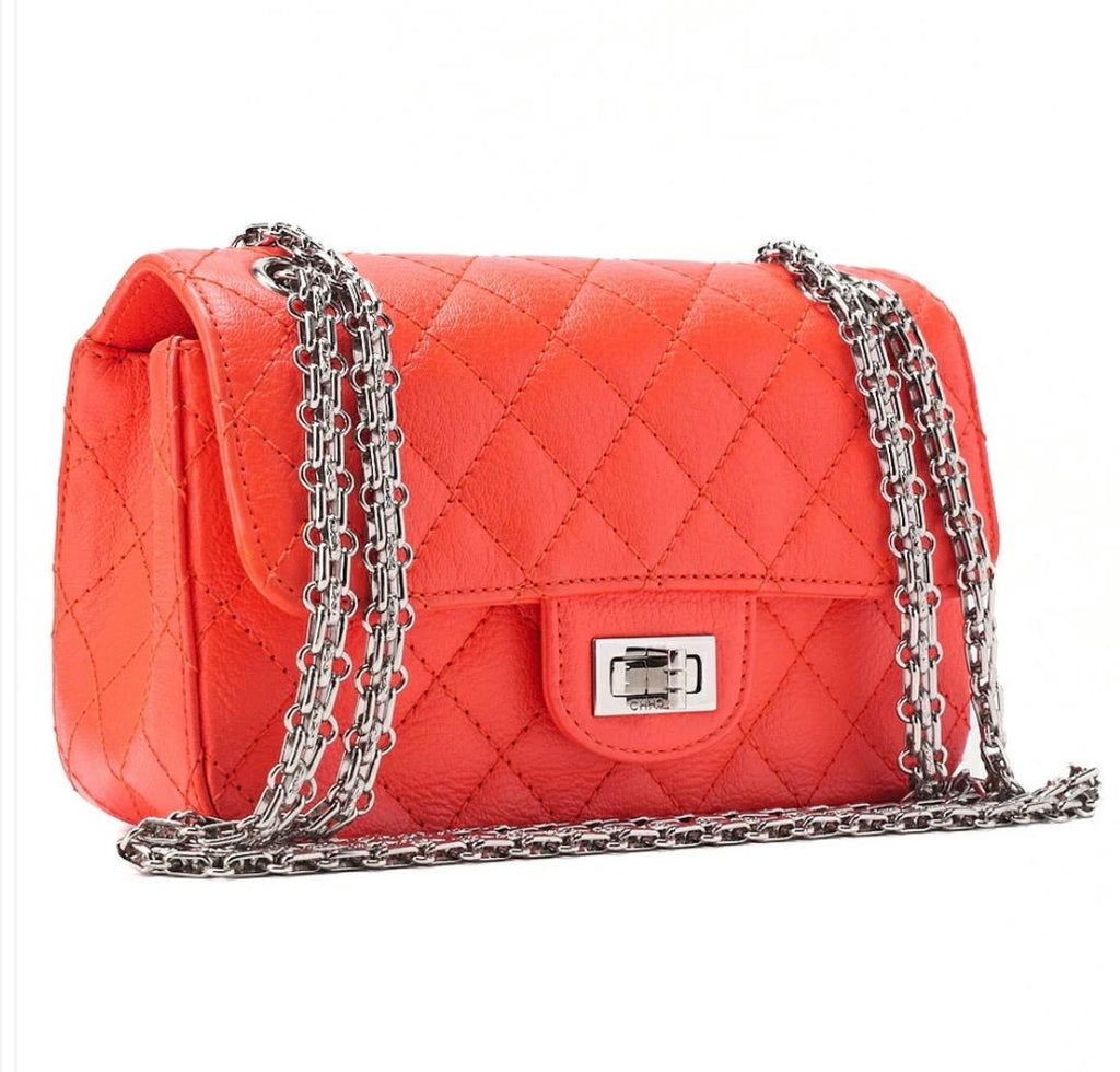 Sac Chanel 2.55 Matelassé Cuir Caviar Orange – Sac Chanel seconde main