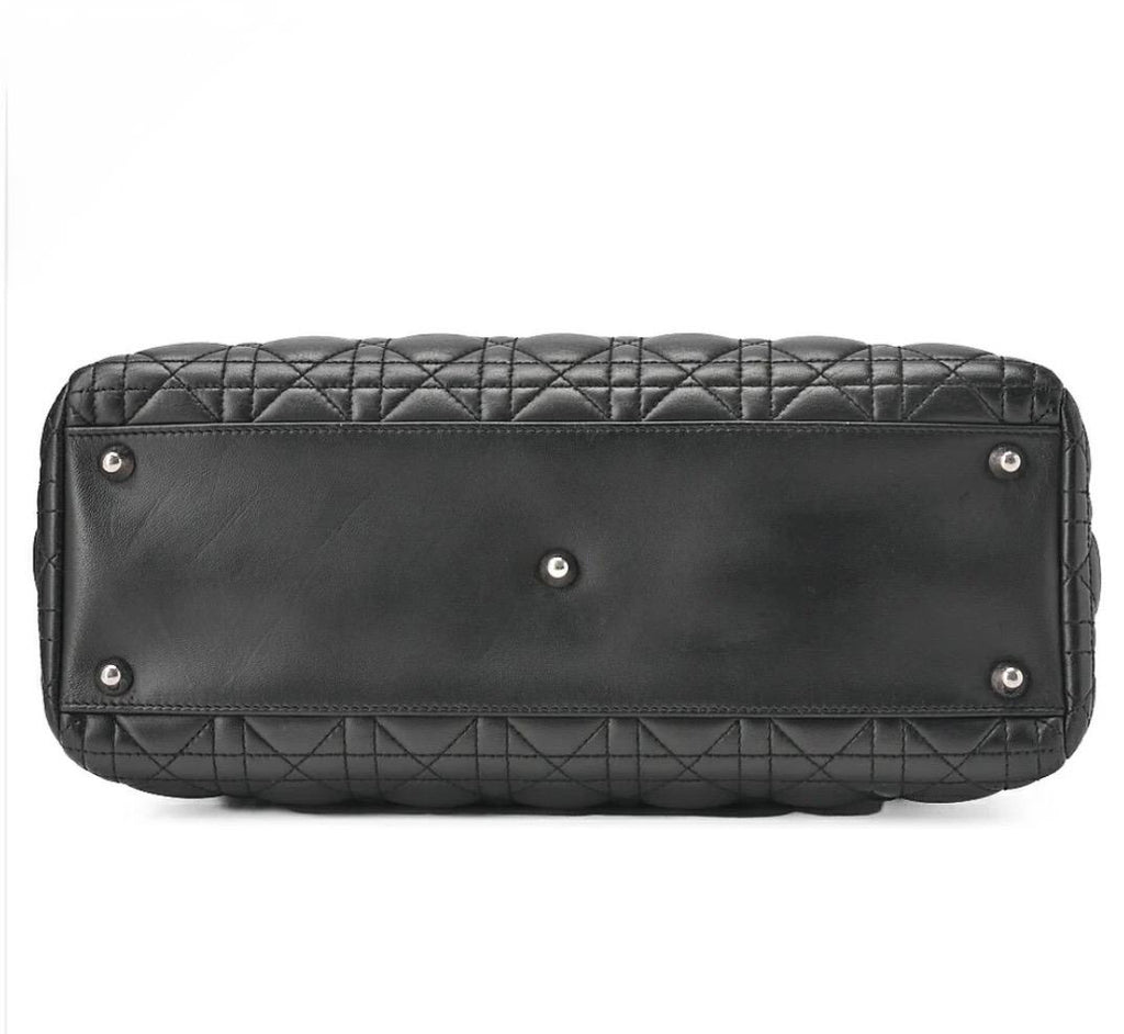 Sac Dior Lady Dior Cannage grand format noir – cuir d’agneau | Sac Dior occasion authentifié