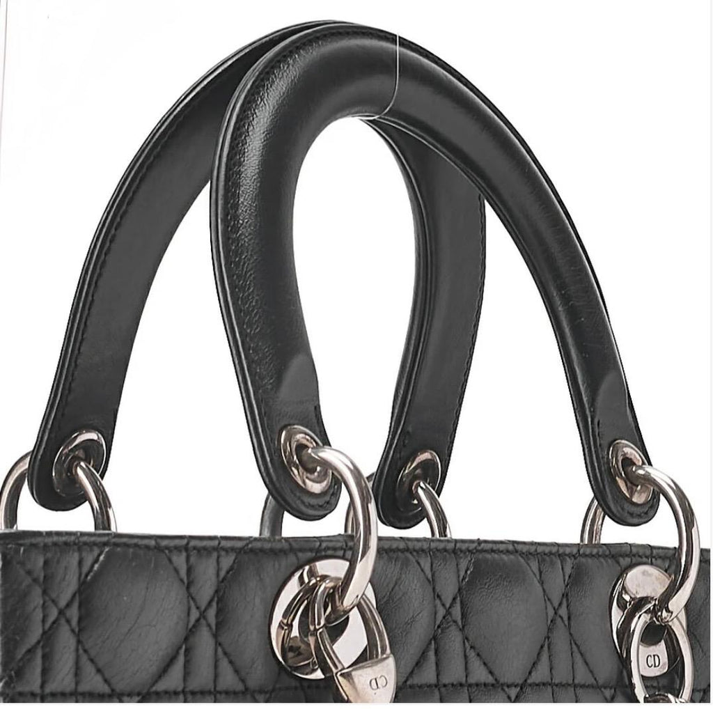 Sac Dior Lady Dior Cannage grand format noir – cuir d’agneau | Sac Dior occasion authentifié