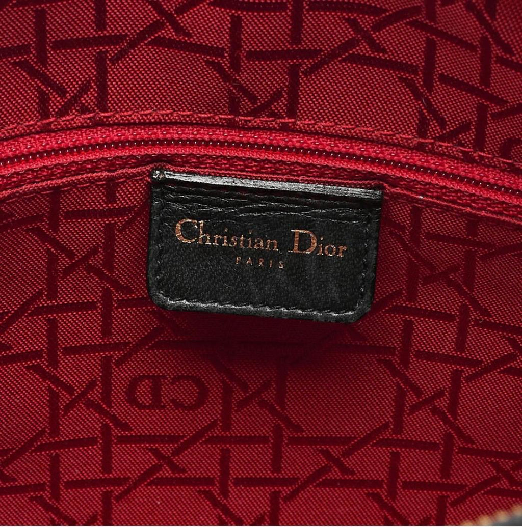 Sac Dior Lady Dior Cannage grand format noir cuir d’agneau – finitions dorées | Sac Dior occasion authentifié