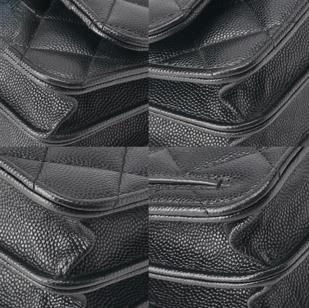 Portefeuille Chanel mini matelassé noir cuir caviar à chaîne – portefeuille luxe occasion authentique
