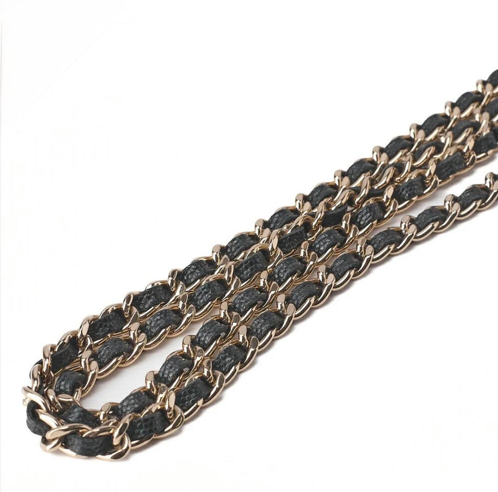 Portefeuille Chanel mini matelassé noir cuir caviar à chaîne – portefeuille luxe occasion authentique