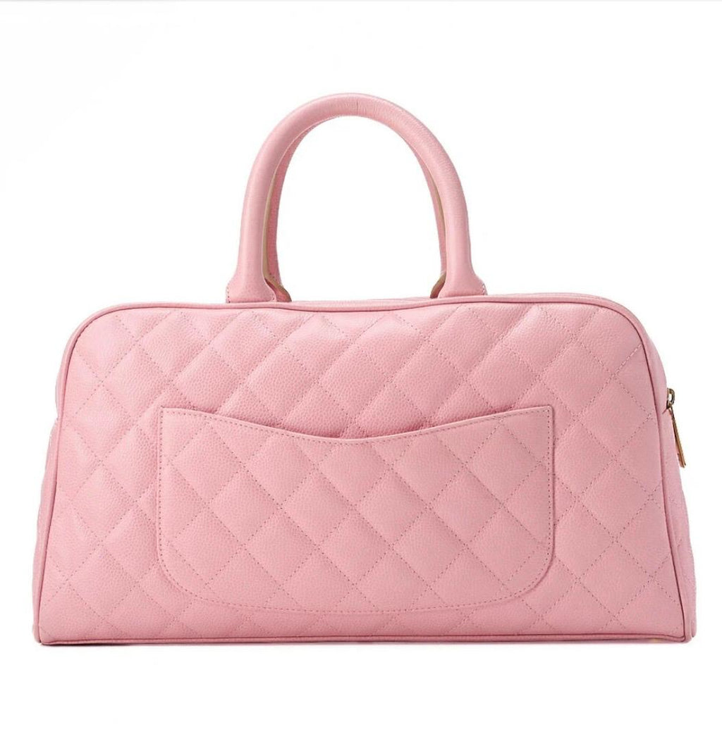 Sac Chanel Boston rose Cocoon matelassé cuir caviar – sac à main luxe occasion authentique