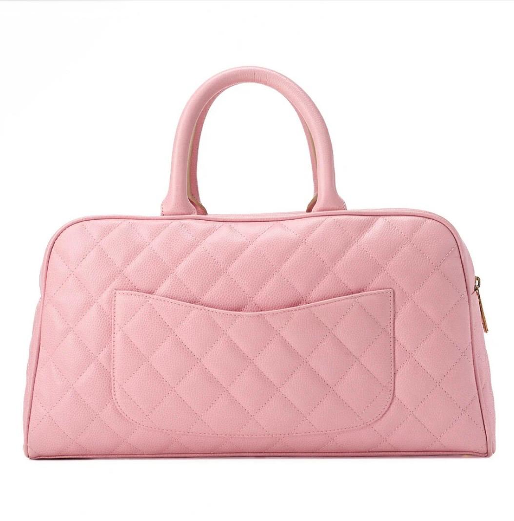 Sac Chanel Boston rose Cocoon matelassé cuir caviar – sac à main luxe occasion authentique