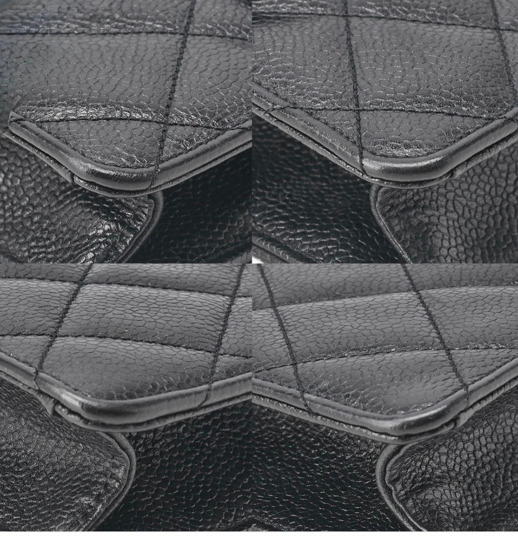 Sac cabas CHANEL cuir caviar matelassé noir, chaîne dorée, bandoulière carrée – sac Chanel seconde main authentifié
