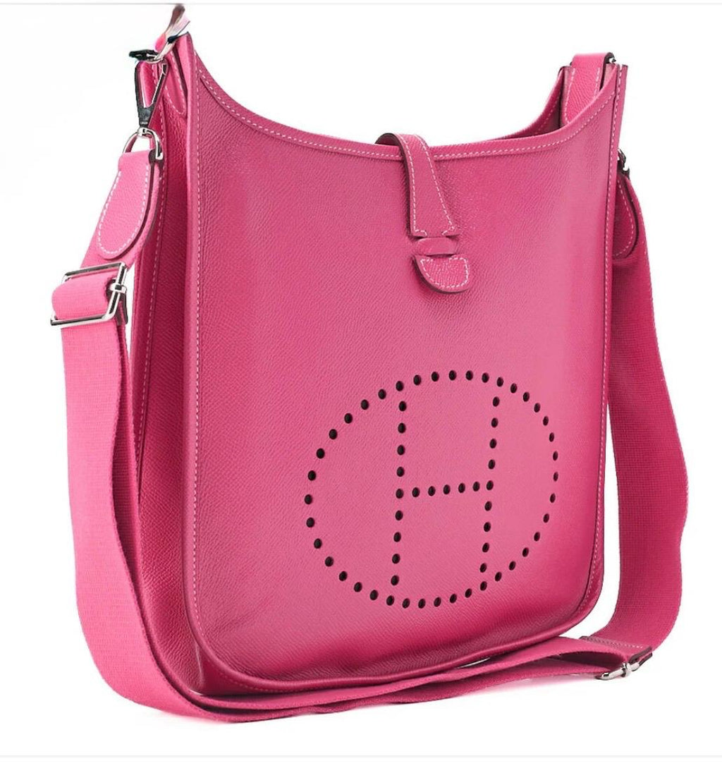 Sac bandoulière Hermès Evelyne PM3 Trois cuir Epsom Magnolia, finitions argentées – occasion authentique